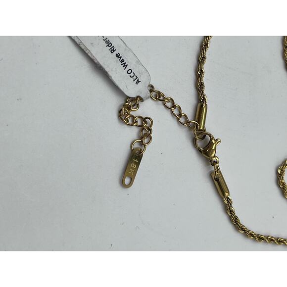 Alco Gold Plated Titanium French Rope Twist Acrylic White Pearl Charm Necklace - Picture 7 of 8